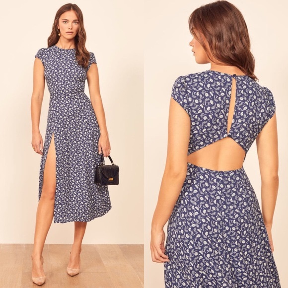 Reformation Dresses & Skirts - Reformation Gavin Blue Floral Midi Dress